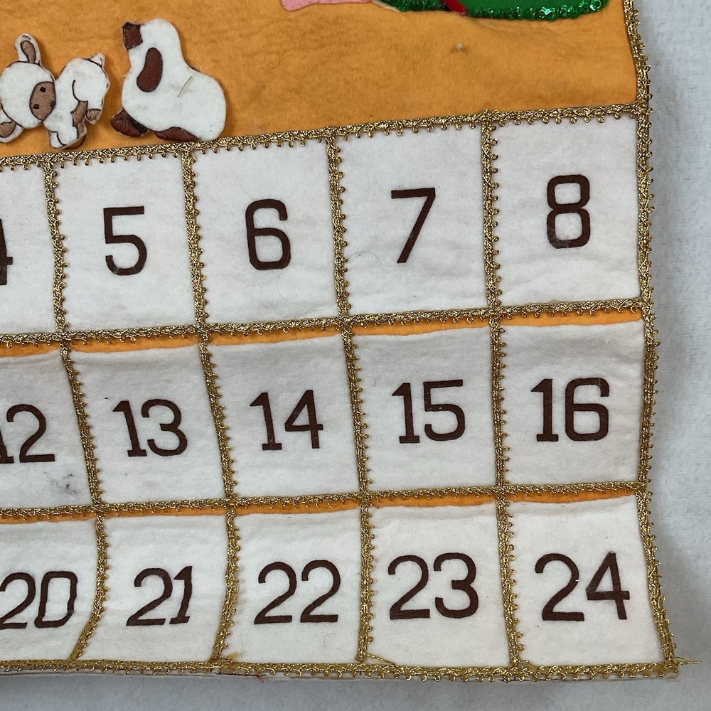 Christmas Advent Calendar Felt Sequins Handmade Wall Hanging Incomplete READ - Picture 11 of 14